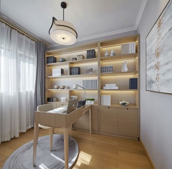 龙山景苑(建设中)现代简约书房效果图