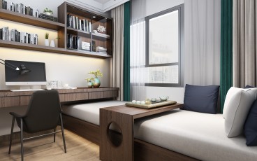 亿达河口湾现代简约书房效果图
