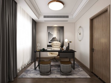 桥湾苑现代简约书房效果图