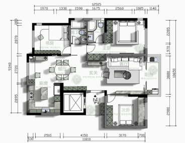 江山望府现代简约功能区效果图